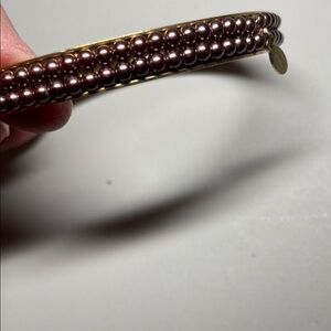 Elegant RMN Gold Tone Wine Colored Studded Bangle Bracelet